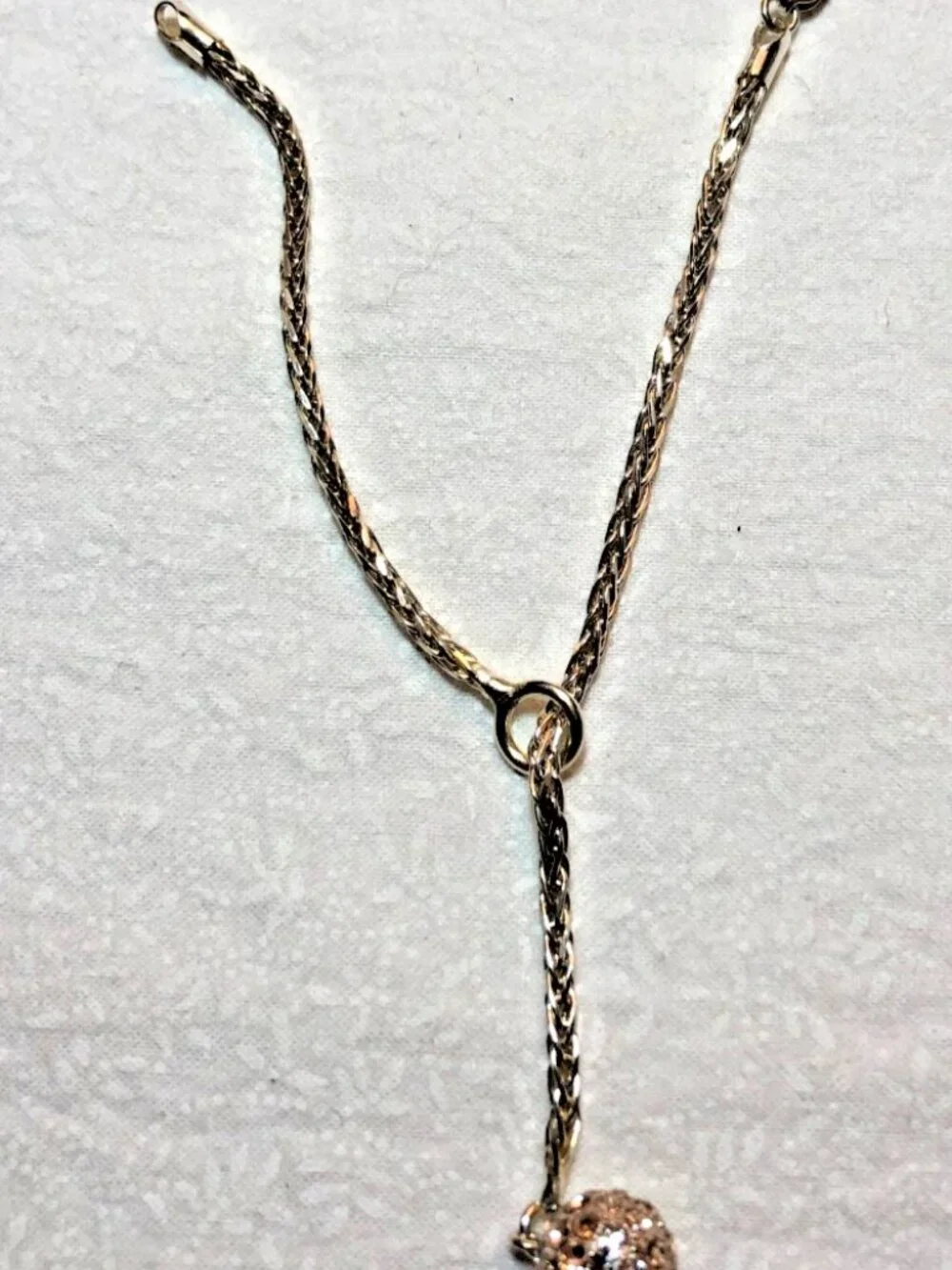 8 inch sterling silver lariat slide bracelet with rhinestone glitter ball. 8+ gr